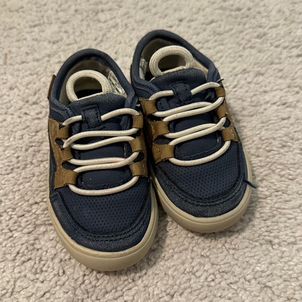 Toddler Navy and Tan Sneakers